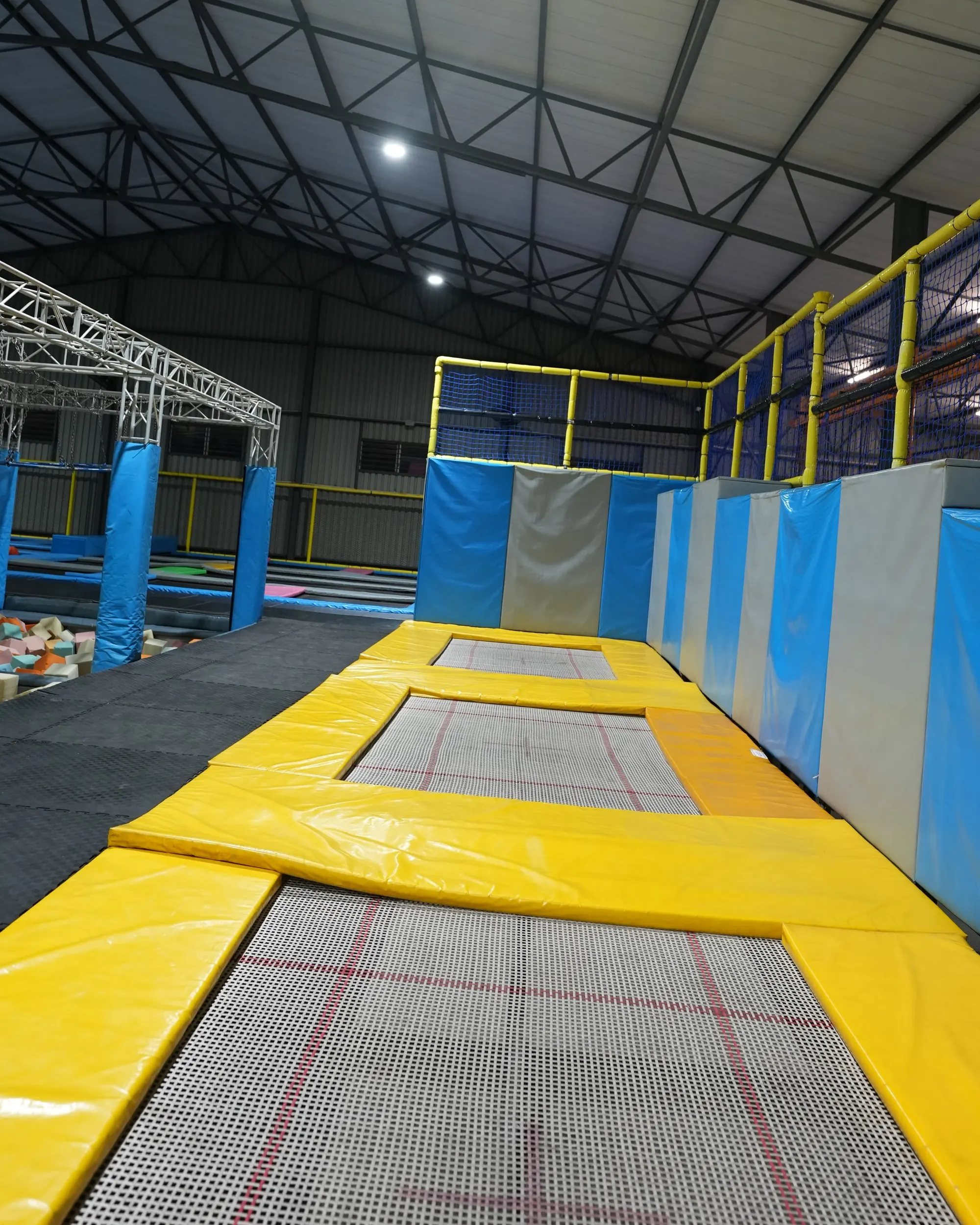 Wall beside the trampolines for the wall run at Jump Trampoline Park, Harare